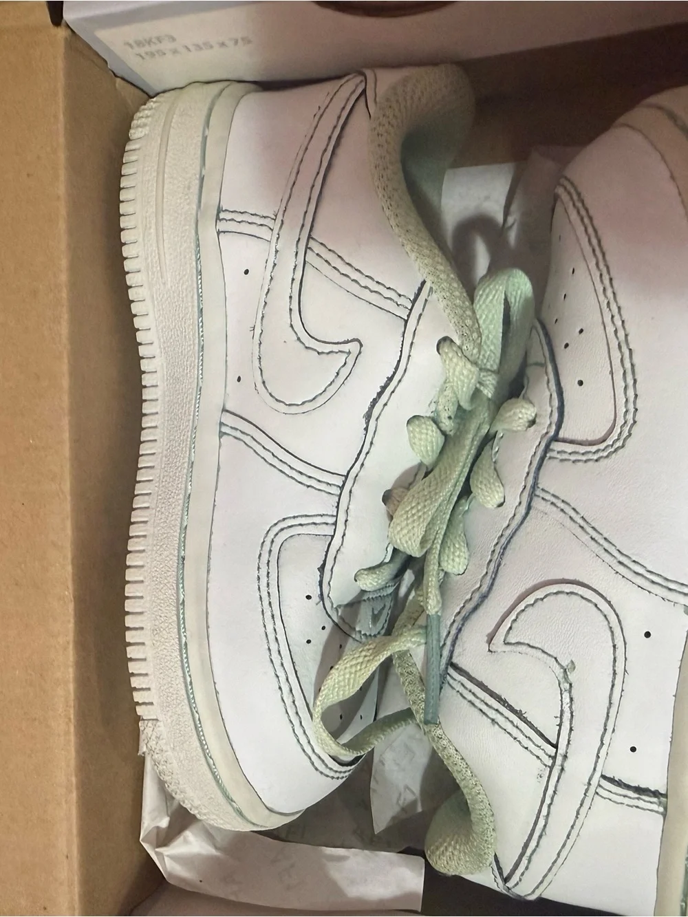 Kids White Sneakers with Pale Green Accents